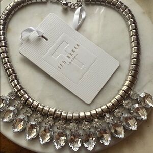 Ted Baker Silver Necklace with Crystal Drops
